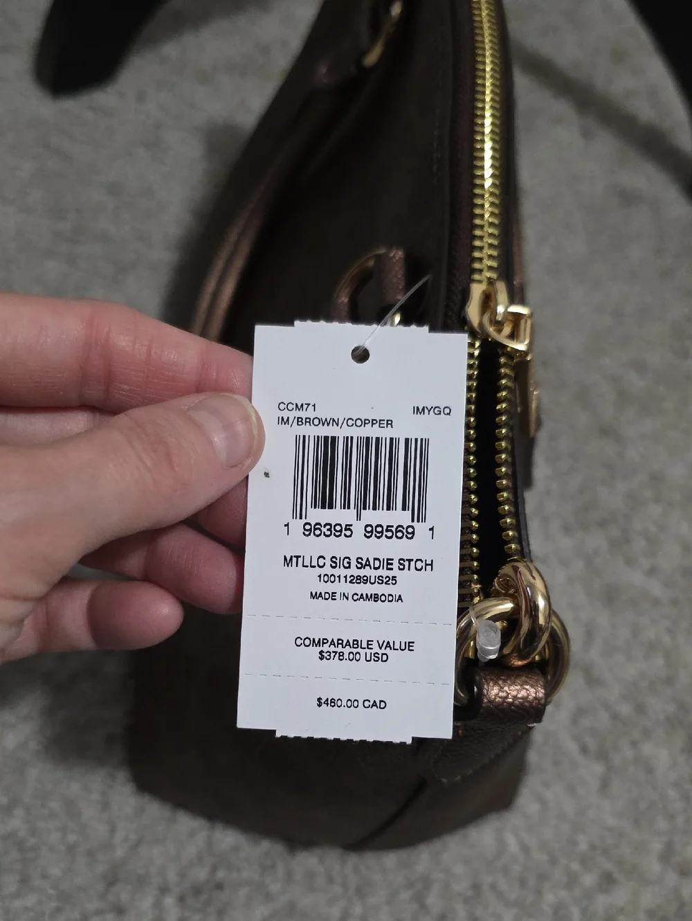 Coach Sadie Satchel Crossbody Bag in Metallic Signature Coated Canvas - Picture 4 of 16